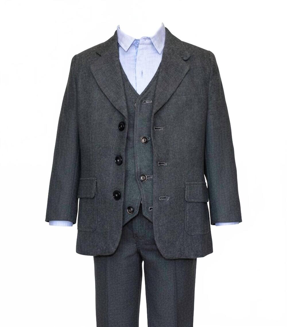 NEW FORE AXEL & HUDSON kids charcoal brush flannel blazer in grey